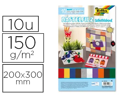 Feutrine adhésive folia 20x30cm 150g coloris assortis paquet 10 unités — Non classé