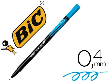 Stylo-feutre bic pointe fine intensity pointe aiguille baguée métal 0.4mm encre fluide intense sans bavures bleu clair —…