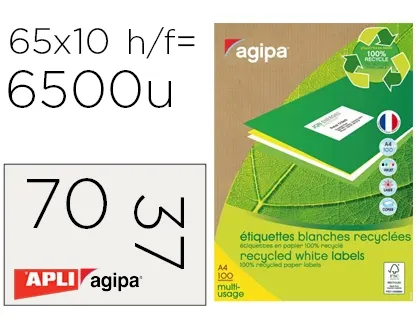 Etiquette Adhesive Apli Agipa Multi-Usage 38x21.2mm Recyclée Acrylique Boîte 6500 Unités — Aménagement d'espace