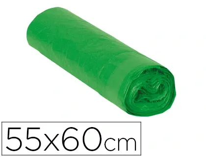 Sac poubelle domestique 55x60cm liens coulissants calibre 120 capacité 23l coloris vert rouleau 15 unités — Non classé