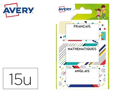 Étiquette avery matières scolaires graphiques 76x34mm boîte 15 unités — Non classé