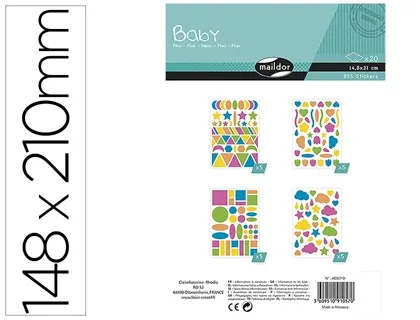 Sticker clairefontaine baby motifs geometriques 148x210mm sachet 20 planches coloris assortis — Non classé