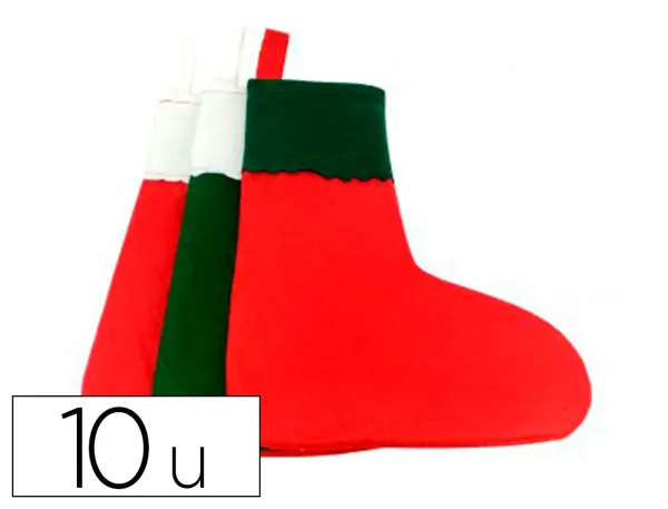 Feutrine Sodertex Chaussettes De Noel 1mm 200x300 mm 10 Pcs Coloris Blanc - Rouge Blanc - Vert Et Rouge - Vert — Activités…