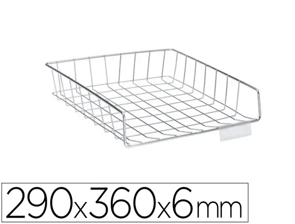 Corbeille Courrier Viso Chromee Fil Metal Porte Etiquette 29x36x6cm — EQUIPEMENT CLASSE ET BUREAU