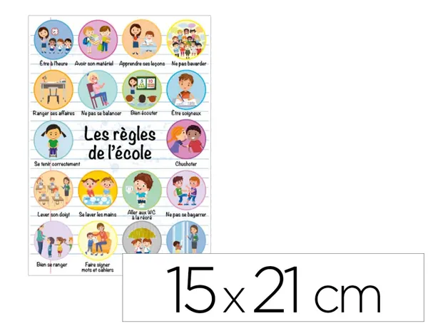 Panneau affichage pvc signaletique biz rgles de l'cole 15x21cm — Non classé