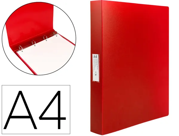 Classeur liderpapel 4 anneaux 25mm a4 260x315mm polypropylene dos 40mm porte-cartes visite coloris rouge — Non classé