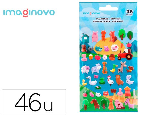 Autocollants imaginovo cute animaux ferme en relief 190x105 mm sous blister — Non classé