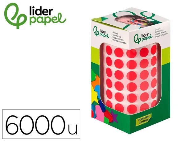 Pastille adhesive liderpapel diametre 10,5mm coloris rouge rouleau 6000 unites boite carton — Non classé