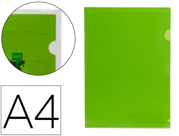 Pochette coin liderpapel polypropylène 180 microns a4 210x297mm capacité 20f coloris vert transparent — Non classé