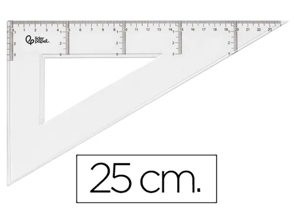 Équerre liderpapel 60 degrés 25cm biseautée graduée échelle millimètres transparente économique — Non classé