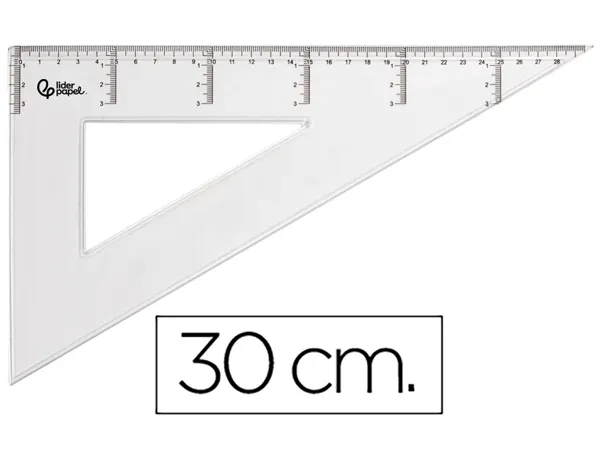 Équerre liderpapel 60 degrés 30cm biseautée graduée échelle millimètres transparente économique — Non classé