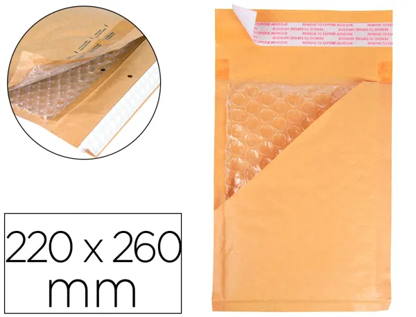 Pochette bulles d'air q-connect 220x260mm 82g kraft matelasse rabat droit auto-adhesive sans fenetre — Non classé