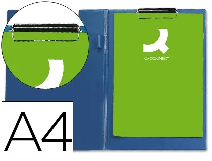 Porte-bloc q-connect plastique épaisseur 3mm a4 210x297mm porte-stylo pince coloris bleu — Non classé