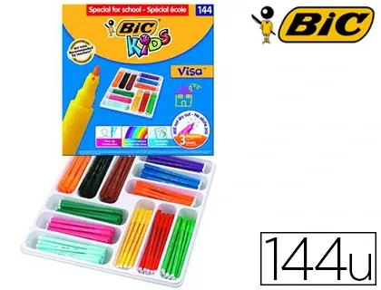 Feutre bic kids visa coloriage encre lavable pointe bloquée ultra-résistante coffret scolaire 144 unités — Non classé