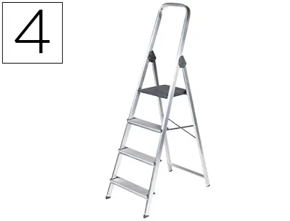 Escabeau q-connect aluminium 430x720x1490mm 4 marches 3.2kg poids maximum supporté 150kg — Non classé
