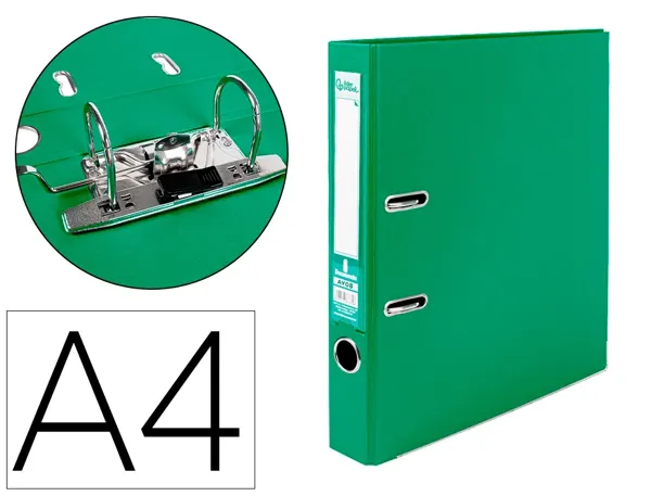 Classeur levier liderpapel a4 documenta carton rembordé 1,9mm dos 52mm rado métallique coloris vert — Non classé