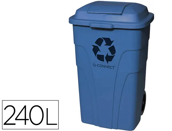 Poubelle q-connect conteneur polystyrène couvercle 240l 620x610x1040mm 2 roues coloris bleu — Non classé
