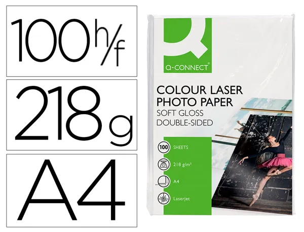 Papier photo q-connect laser semi glacé brillant a4 218g/m2 compatible toutes imprimantes paquet 100 feuilles — Non classé