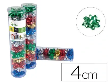 Étoile adhésive liderpapel fantaisie petit format largeur étoile 4cm tube de 12 unités coloris assortis — Non classé