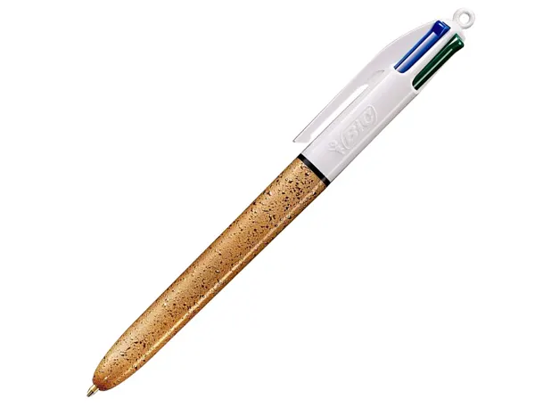 Stylo-Bille Bic 4 Couleurs Festif Retractable Rechargeable Pointe Moyenne 1mm Corps Large Blanc/Dore — Fournitures — vue 4
