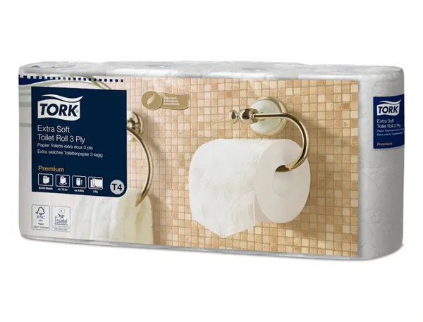 Papier Toilette Tork Premium Rouleau Traditionnel Extra Doux 155f 3plis Ecolabel Paquet De 8 Rouleaux — Services… — vue 3