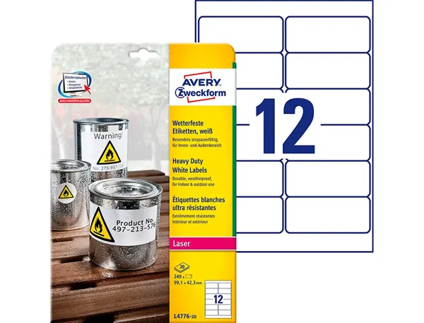 AVERY Etiquette, ultra-résistant, 99,1 x 42,3 mm, blanc — Fournitures — vue 3